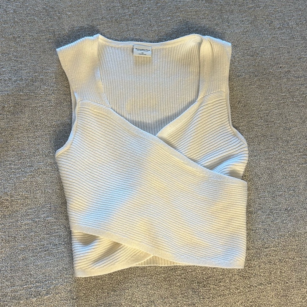 Abercrombie Cream Knit Wrap Crop Top